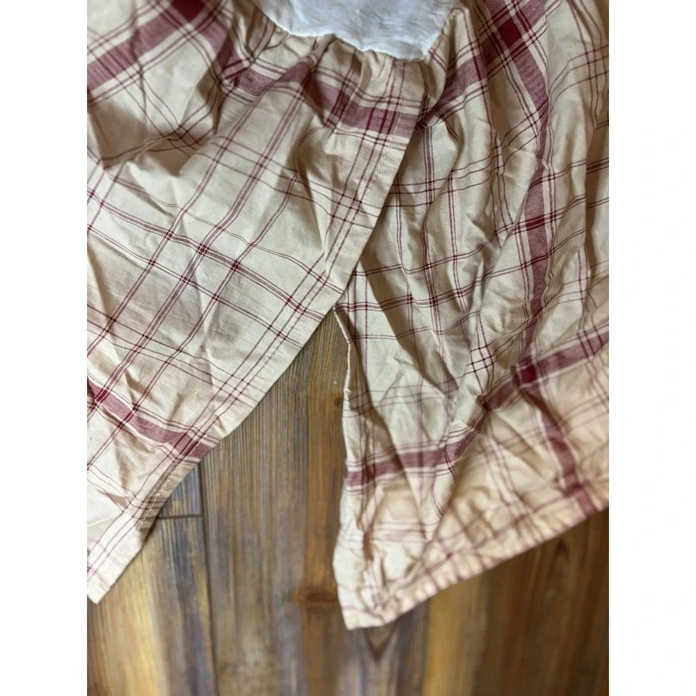 Mary Jane's Home Queen‎ Bed Skirt Red Beige Plaid Country Cottage Farmhouse